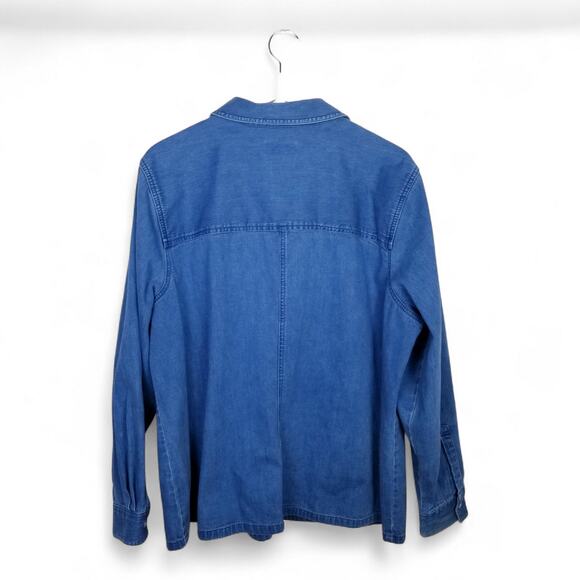TALBOTS WOMAN Denim Shirt Blue 100% Cotton Double Breast Pocket - 18W - Picture 6 of 9